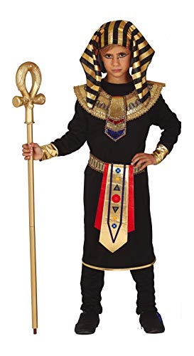 Fiestas GUiRCA Ägyptischer König Pharao Schwarz Goldenes Jungen Kostüm Alter 10-12 Jahre inklusive Kopfbedeckung, Hemd mit Halsschmuck und Gürtel, Hose |Für Karneval/Fasching oder Halloween von Fiestas GUiRCA