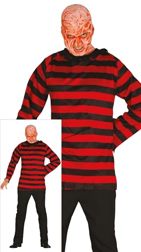 FIESTAS GUIRCA Albtraum Killer Halloween Kostüm Herren – Horrorfilm Bösewicht in einem Rot Gestreiften Oberteil – Kostüm Herren Halloween XL 54-56 von FIESTAS GUIRCA