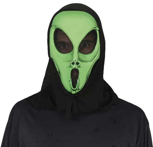 FIESTAS GUIRCA | Alien Maske mit Kapuze (Einheitsgröße) - Alien Kostümzubehör für Halloween und Filmfeste - Ideal für Erwachsene Unisex - Grün und Schwarz von FIESTAS GUIRCA