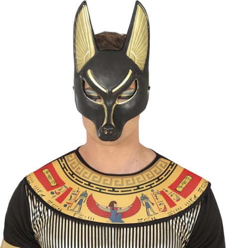 FIESTAS GUIRCA | Anubis PVC Maske - Ägyptisches Kostümzubehör - Ideal für Kostümpartys, Halloween und Karneval - Inspiriert von ägyptischer Mythologie - Unisex für Erwachsene - Schwarz und Gold von FIESTAS GUIRCA