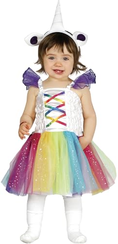 FIESTAS GUIRCA | Baby Unicorn Kostüm für Kleinkinder (2-3 Jahre) - Haarreif und Kleid - Tier- und Fantasiekostüme für Halloween und Kostümpartys - Ideal für kleine Mädchen - Weiß und Multicolor von FIESTAS GUIRCA