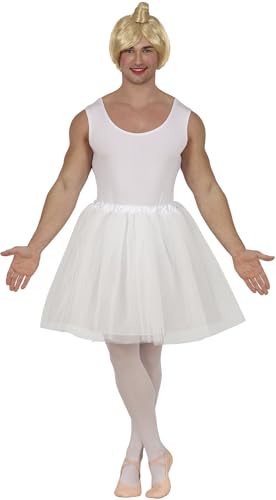 FIESTAS GUIRCA | Balletttänzer-Kostüm (52-54/L) - Overall und Tutu - Tanzkostüme für Junggesellenabschied, Karneval und Kostümpartys - Ideal für erwachsene Männer - Weiß von FIESTAS GUIRCA