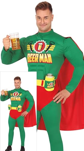 FIESTAS GUIRCA Beerman Superheld Karneval Kostüm Herren – JGA Lustiges Bier Kostüm Herren mit Muskeln & Dosenhaltern – Biermann Comic Superheld Alkohol JGA Herren Kostüm Karneval Fasching Größe L FIESTAS GUIRCA Beerman Superheld Karneval Kostüm Herren – JGA Lustiges Bier Kostüm Herren mit Muskeln & Dosenhaltern – Biermann Comic Superheld Alkohol JGA Herren Kostüm Karneval Fasching Größe L von FIESTAS GUIRCA