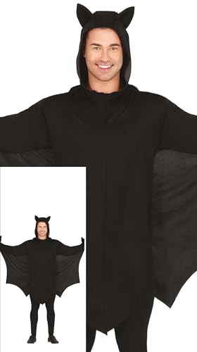FIESTAS GUIRCA Beflügelte Fledermaus Halloween Kostüm Herren – Schwarzes Fledermaus Kostüm mit Fledermausohren, Kapuze und Flügeln – Kostüm Herren Halloween L 52-54 FIESTAS GUIRCA Beflügelte Fledermaus Halloween Kostüm Herren – Schwarzes Fledermaus Kostüm mit Fledermausohren, Kapuze und Flügeln – Kostüm Herren Halloween L 52-54 von FIESTAS GUIRCA