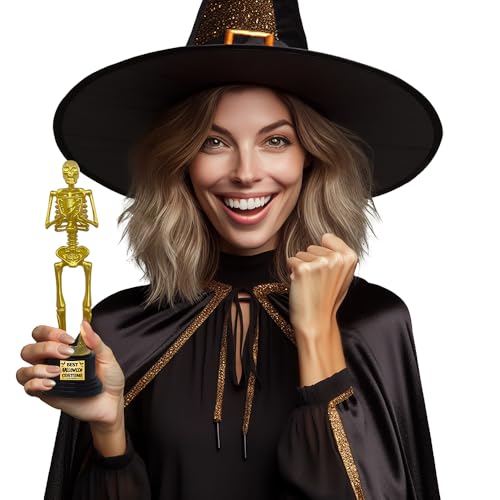 FIESTAS GUIRCA | Beste Skelett Kostüm Trophäe (22 cm) - Halloween Dekoration und Kostümpartys - Ideal für Feiern und Skelett Kostümwettbewerbe - Gold und Schwarz von FIESTAS GUIRCA