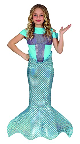 Fiestas GUiRCA Bezaubernde Meerjungfrau Mädchen Kostüm mit Hologramm- Effektstoff – Hellblaues, Lila und Silbernes Mermaid Kleid mit Meerjungfrauen Flosse für Mädchen von 10-12 Jahren von Fiestas GUiRCA