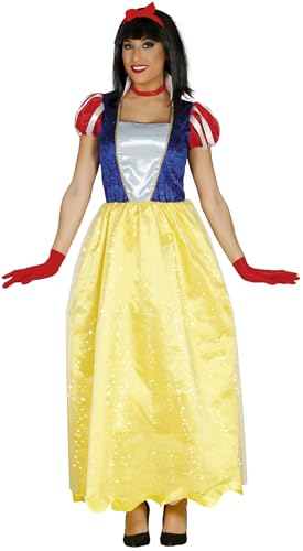 FIESTAS GUIRCA Bezaubernde Wald Prinzessin Kostüm Damen – Langes Glitzerndes Schnee Prinzessin Kleid Damen Blau Gelb – Märchen Königin Kostüm Damen – Kindheitshelden Kostüm Damen Größe S 34-36 von FIESTAS GUIRCA