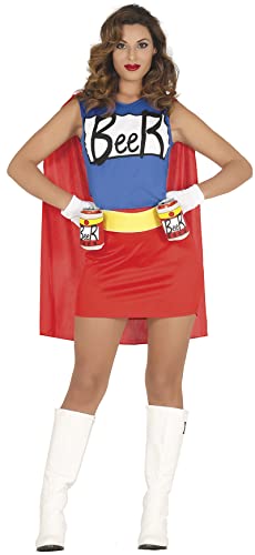 Fiestas Guirca Bier Superheldin Kostüm Damen - Alkohol Kostüm Karneval Rot Blau inkl. Umhang - Gr. S 36-38 – JGA Superhelden Kostüm Karneval Fasching Fiestas Guirca Bier Superheldin Kostüm Damen - Alkohol Kostüm Karneval Rot Blau inkl. Umhang - Gr. S 36-38 – JGA Superhelden Kostüm Karneval Fasching von Fiestas Guirca