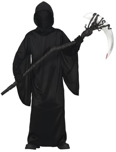 FIESTAS GUIRCA | Black Mystic Halloween Kostüm Kinder (7-9 Jahre) - Ghost Killer Schwarze Tunika mit Kapuze für Karneval Fasching - Sensenmann Halloween Kostüm Junge oder Mädchen - Schwarz von FIESTAS GUIRCA