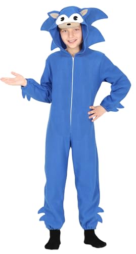 FIESTAS GUIRCA Blauer Igel Faschings Kostüm Kinder Jungen – Igel Overall Einteiler – Tierkostüm Pyjama Karneval Kinder Kostüm Jungen 7-9 Jahre von FIESTAS GUIRCA