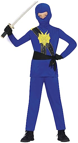 Fiestas GUiRCA Blauer Ninja Kostüm Kinder Jungen – Japanischer Krieger Faschings Kostüm inkl. Ninja Maske Kinder – Ninja Anzug Kinder Karneval 3-4 Jahre von Fiestas GUiRCA