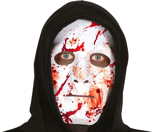 FIESTAS GUIRCA | Bloody Killer Blutige Weiße PVC Maske - Unisex Kostüm Zubehör für Halloween - Ideal für Gespenster, Killer und Horrorfilm Partys - Weiß und Rot von FIESTAS GUIRCA
