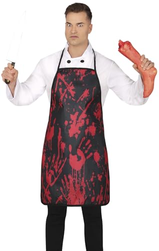 FIESTAS GUIRCA | Blutige schwarze Schürze (55x75cm) - Zubehör für Killer-Koch Kostüm für Halloween und Horrorpartys - Ideal für Erwachsene Unisex - Schwarz und Rot von FIESTAS GUIRCA