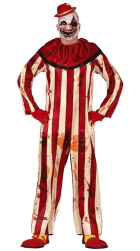 FIESTAS GUIRCA Blutiger Killer Clown Halloween Kostüm Herren – Rot Gestreiftes Clown Kostüm – Horror Zirkus Kostüm Herren Halloween XL 54-56 FIESTAS GUIRCA Blutiger Killer Clown Halloween Kostüm Herren – Rot Gestreiftes Clown Kostüm – Horror Zirkus Kostüm Herren Halloween XL 54-56 von FIESTAS GUIRCA