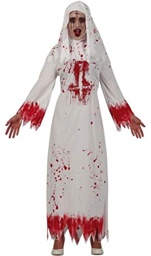 FIESTAS GUIRCA Blutiges Nonnen-Kostüm für Damen Halloween-Kostüm Weiss-rot von Fiestas GUiRCA