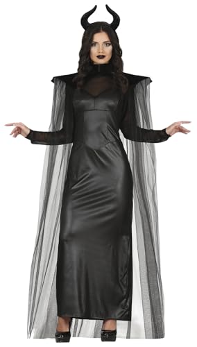 FIESTAS GUIRCA Böse Fee - Elegantes schwarzes Kleid mit Umhang und Hörnern Kostüm Erwachsene Damen Größe M 36-38 FIESTAS GUIRCA Böse Fee - Elegantes schwarzes Kleid mit Umhang und Hörnern Kostüm Erwachsene Damen Größe M 36-38 von FIESTAS GUIRCA