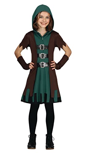 FIESTAS GUIRCA Bogenschütze Mädchen Kostüm – Grüne Heldin Outfit mit Kleid, Kapuze und Weste für Mädchen von 5-6 Jahren von FIESTAS GUIRCA