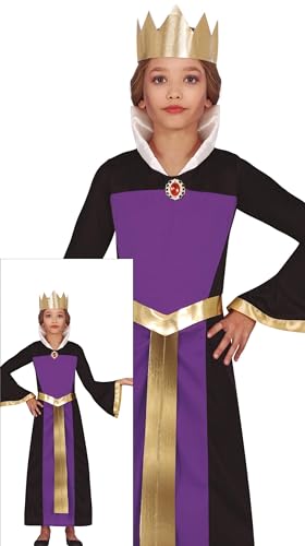 FIESTAS GUIRCA Boshafte Märchen Königin Halloween Kostüm Kinder – Königinkrone und Langes Lila Königin Kleid – Kostüm Kinder Halloween Mädchen 3-4 Jahre von FIESTAS GUIRCA