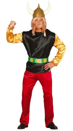 FIESTAS GUIRCA | Comics Gallier Herren Kostüm (54-56/XL) - Jacke, Gürtel und Hose - Kostüme für Halloween, Karneval und Themenpartys - Ideal für Männer - Schwarz und Rot von FIESTAS GUIRCA