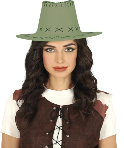 FIESTAS GUIRCA | Cowboyhut (Einheitsgröße) - Cowboy Kostümzubehör für Westernpartys, Texas und Karneval - Ideal für Halloween und Themenfeiern - Grün von FIESTAS GUIRCA