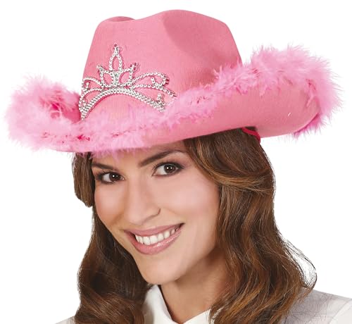 FIESTAS GUIRCA | Cowboyhut mit Boa (Einheitsgröße) - Texas Cowgirlhut für Junggesellinnenabschiede, Western Partys und Feiern - Kostümzubehör für Frauen Rosa von FIESTAS GUIRCA