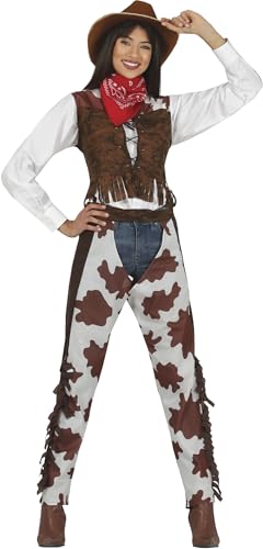 Fiestas GUiRCA Cowgirl Kostüm Damen Größe M 38 – 40 - Rodeo Girl Cowboy Kostüm Erwachsene - Länder Kostüm Karneval, Fasching, Fastnacht, Indianer Kostüm Frauen Party, Wilder Westen Kostüm von Fiestas GUiRCA