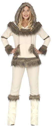 Fiestas GUiRCA Deluxe Kostüm Eskimo Damen in Pelz u Wildleder Optik - Größe M 38 – 40 - Authentisches Eskimo Kostüm für Erwachsene - Frauen Länderkostüm Karneval, Fasching, Halloween, Themen Party von Fiestas GUiRCA
