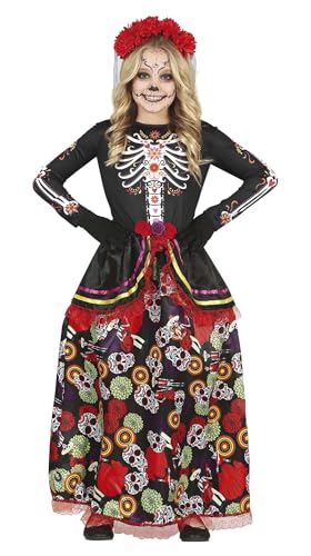 Fiestas GUiRCA Día De Los Muertos Kostüm für Mädchen – Langes elegantes Tag der Toten Kleid und Haarreif mit Blumen 7–9 Jahre von Fiestas GUiRCA