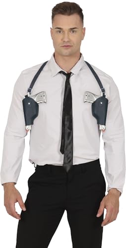 FIESTAS GUIRCA | Doppelkartusche mit Holster - Kostümzubehör für Polizei für Partys und Feiern - Ideal für Halloween und Karneval - Spielzeugwaffe für Kinder und Erwachsene - Braun von FIESTAS GUIRCA