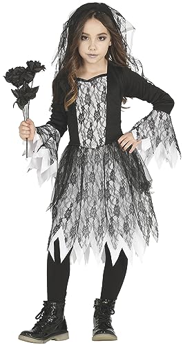 FIESTAS GUIRCA Düsteres Gothic-Brautkostüm für Mädchen Halloween schwarz-weiss - Schwarz von FIESTAS GUIRCA