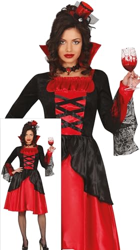 FIESTAS GUIRCA Edle Vampirin Halloween Kostüm Damen – Rotes Vampir Kleid – Halloween Kostüm Dame L 40-42 von FIESTAS GUIRCA