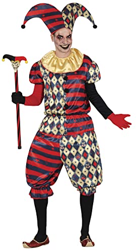 Fiestas GUiRCA Edler Narr Kostüm – Böser Clown Kostüm mit Harlekin Hut – Kostüm Halloween Herren Größe 48-50 M von Fiestas GUiRCA