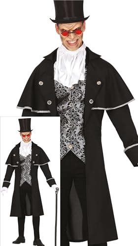 FIESTAS GUIRCA Edler Vampirfürst Halloween Kostüm Herren – Silberner Vampir Kostüm – Kostüm Herren Halloween M 48-50 von FIESTAS GUIRCA