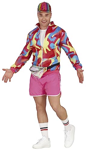 Fiestas GUiRCA Fashionist Skater Doll Karneval Kostüm Herren – 90er Trainingsanzug in Pink inkl. Jacke u. Shorts – Trainingsanzug 80er Jahre Herren Größe M 48-50 von Fiestas GUiRCA