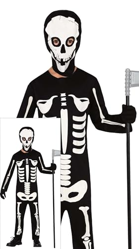 FIESTAS GUIRCA Finsteres Skelett Halloween Kostüm Kinder – Sensenmann Kostüm 5-6 Jahre – Schwarzer Tod Halloween-Kostüm Junge von FIESTAS GUIRCA