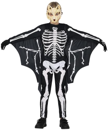 FIESTAS GUIRCA | Fledermaus Skelett Halloween Kostüm Kinder (10-12 Jahre) - Fledermaus Overall und Flügel für Karneval Fasching - Kostüm Kinder Halloween Mädchen oder Jungen - Tierkostüme Schwarz von FIESTAS GUIRCA