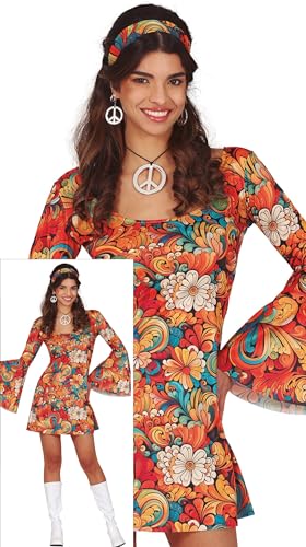 FIESTAS GUIRCA Flower Power Hippie Karnevalskostüm Damen – 70er Jahre Kurzes Hippie Kleid Outfit mit Blumenmuster & Hippie Haarband – 60er Jahre Disco Faschingskostüm Erwachsene Damen Größe M FIESTAS GUIRCA Flower Power Hippie Karnevalskostüm Damen – 70er Jahre Kurzes Hippie Kleid Outfit mit Blumenmuster & Hippie Haarband – 60er Jahre Disco Faschingskostüm Erwachsene Damen Größe M von FIESTAS GUIRCA