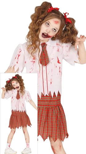 FIESTAS GUIRCA Freches Zombie Schulmädchen Halloween Kostüm Kinder – Rote High School Uniform – Kostüm Kinder Halloween Mädchen 5-6 Jahre von FIESTAS GUIRCA