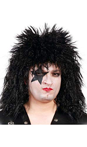 FIESTAS GUIRCA | Schwarze Rocker Perücke (Einheitsgröße) - Kostümzubehör für Rock-Themenpartys und Feiern - Ideal für Erwachsene Männer an Halloween und Karneval - Schwarz von FIESTAS GUIRCA