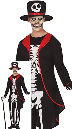FIESTAS GUIRCA Geisterhafter Gentleman Halloween Kostüm Herren – Elegantes Skelett Kostüm mit Skelett Zylinder, Jacke, Hemd und Hose – Kostüm Herren Halloween S 46-48 FIESTAS GUIRCA Geisterhafter Gentleman Halloween Kostüm Herren – Elegantes Skelett Kostüm mit Skelett Zylinder, Jacke, Hemd und Hose – Kostüm Herren Halloween S 46-48 von FIESTAS GUIRCA