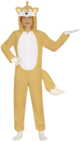 FIESTAS GUIRCA Gelber Fuchs Faschings Kostüm Kinder Jungen – Overall mit Kapuze und Fuchs Schwanz – Tierkostüm Pyjama Einteiler Karneval Kinder Kostüm Jungen 3-4 Jahre von FIESTAS GUIRCA