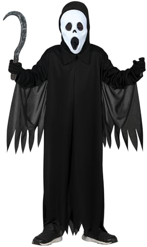 FIESTAS GUIRCA | Ghost Assassin Halloween Kostüm Kinder (5-6 Jahre) - Sensenmann Schwarze Tunika mit Kapuze für Karneval Fasching - Film Killer Kostüm Kinder Halloween Mädchen oder Jungen - Schwarz von FIESTAS GUIRCA