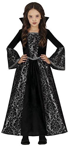 FIESTAS GUIRCA Glamouröse Vampirin Kostüm – Vampir Gräfin Silbern Schwarzes Kleid – Halloween Kinder Kostüm für Mädchen von 10-12 Jahren von FIESTAS GUIRCA