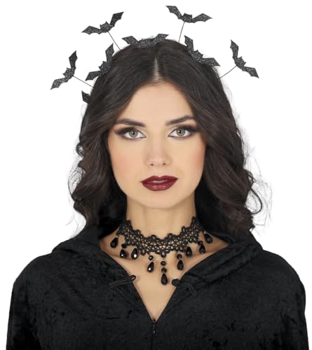 FIESTAS GUIRCA | Gothic Fledermäuse Haarreif - Schickes Zubehör für Fee und Teufel Kostüm an Halloween Karneval und Fasching - Glitter Fledermaus Haarreif Farbe Schwarz von FIESTAS GUIRCA