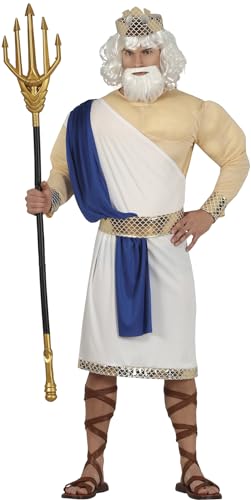 FIESTAS GUIRCA Griechischer Gott Kostüm Herren - Neptun, Poseidon Kostüm -Größe M 48 – 50 - Griechischer Unterwasser Welt König Kostüm Herren - Zeus Kostüm Fasching, Karneval, Cesar Römer Kostüm von FIESTAS GUIRCA