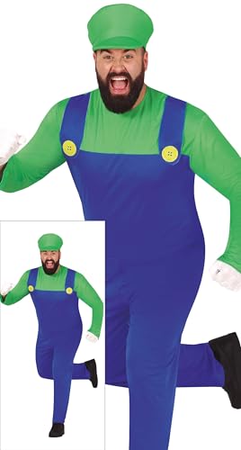 FIESTAS GUIRCA Grüner Klempner Held Kostüm – Grüne Kappe und Super Mechaniker Overall für Karneval Fasching Herren Größe M 48-50 von FIESTAS GUIRCA