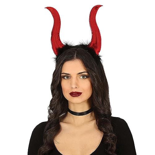 FIESTAS GUIRCA Haarreif mit Hörnern, rot, böser Dämon, Teufel, Kostüm-Zubehör, Cosplay für Halloween – Thema: von FIESTAS GUIRCA