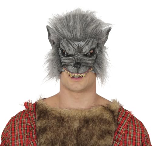 FIESTAS GUIRCA | Halbmaske von Werwolf aus Vinyl (Einheitsgröße) - Kostümzubehör für Halloween und Gruselfeste - Unisex für Erwachsene - Grau von FIESTAS GUIRCA