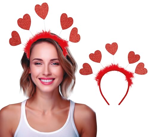 FIESTAS GUIRCA | Herz-Diadem (Einheitsgröße) - Zubehör für Partys und Feiern - Ideal für Valentinstag, Junggesellinnenabschiede und Karneval - Unisex - Rot von FIESTAS GUIRCA