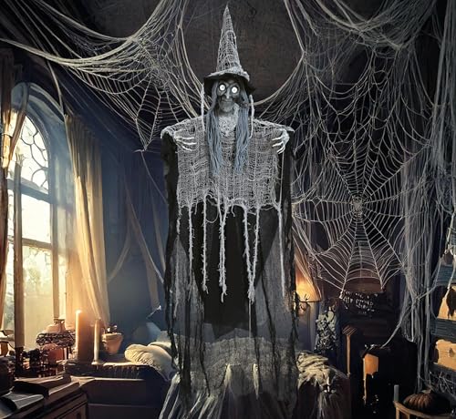 FIESTAS GUIRCA | Hexe Hängefigur (130 cm) - Halloween Dekoration für Partys und Feiern - Ideal für Hexenambiente und gruselige Szenen - Grau und Schwarz von FIESTAS GUIRCA
